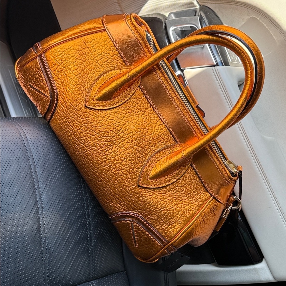 Burberry Orange Leather Satchel - Picture 3 of 4